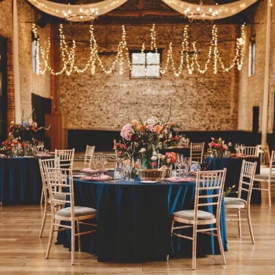 French Navy Dimension tablecloths and Pale Pink Dimension napkins