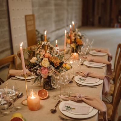 Straw Natural table linen and Blush Pink Natural napkin